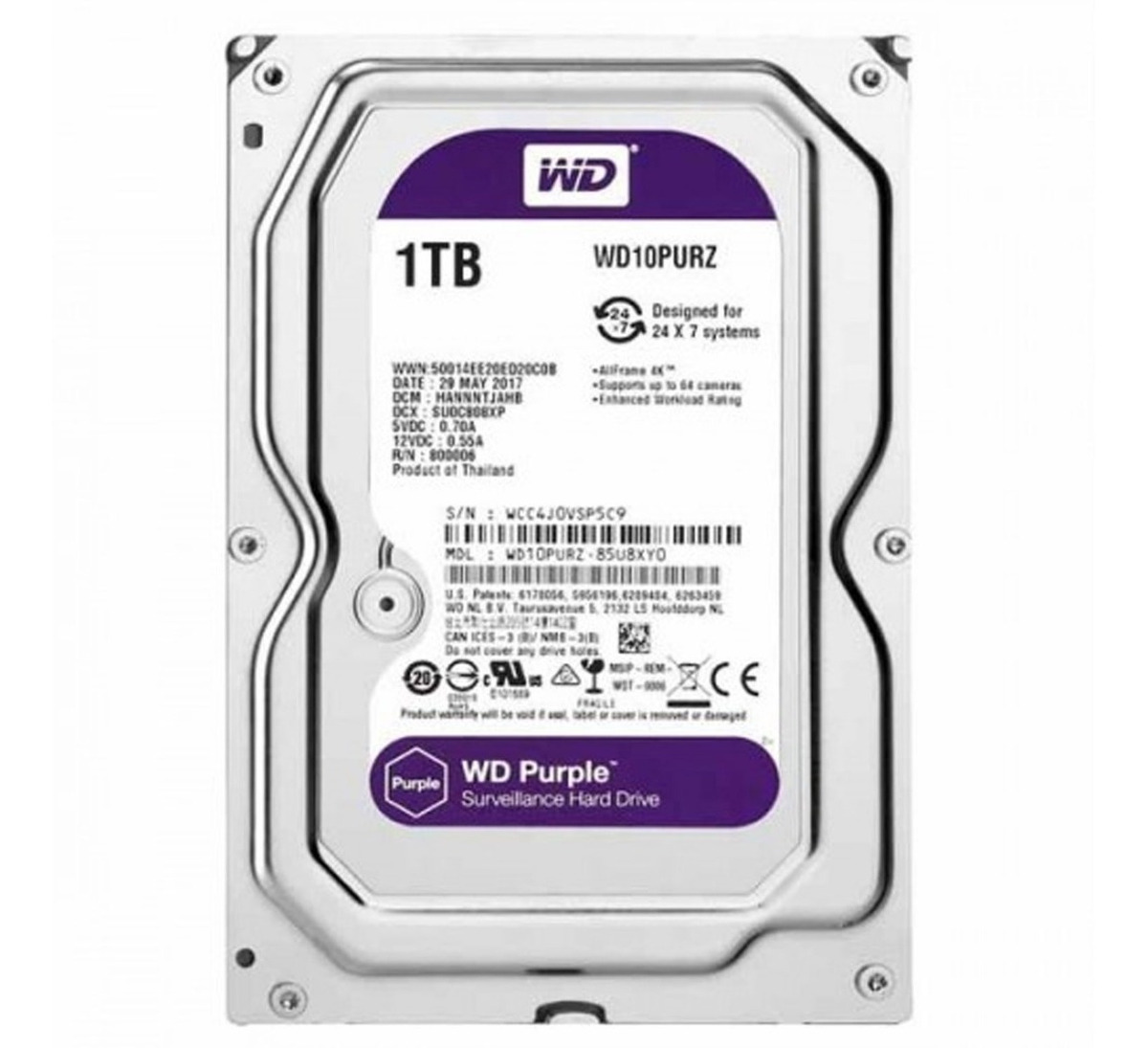 Esquiar Implacable diagonal Disco Rigido SATA,1TB,WD PURPLE – ALBOX SRL