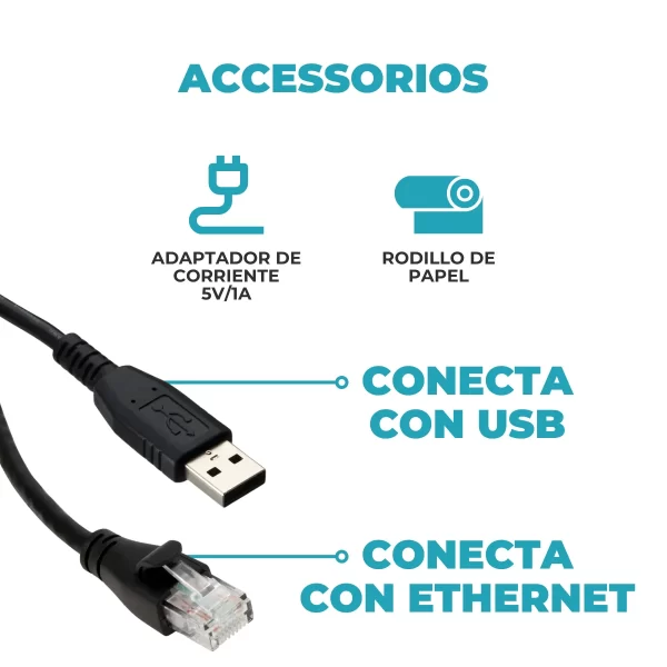 Impresora Termica POS 80mm,USB+RED  2507 - Imagen 2